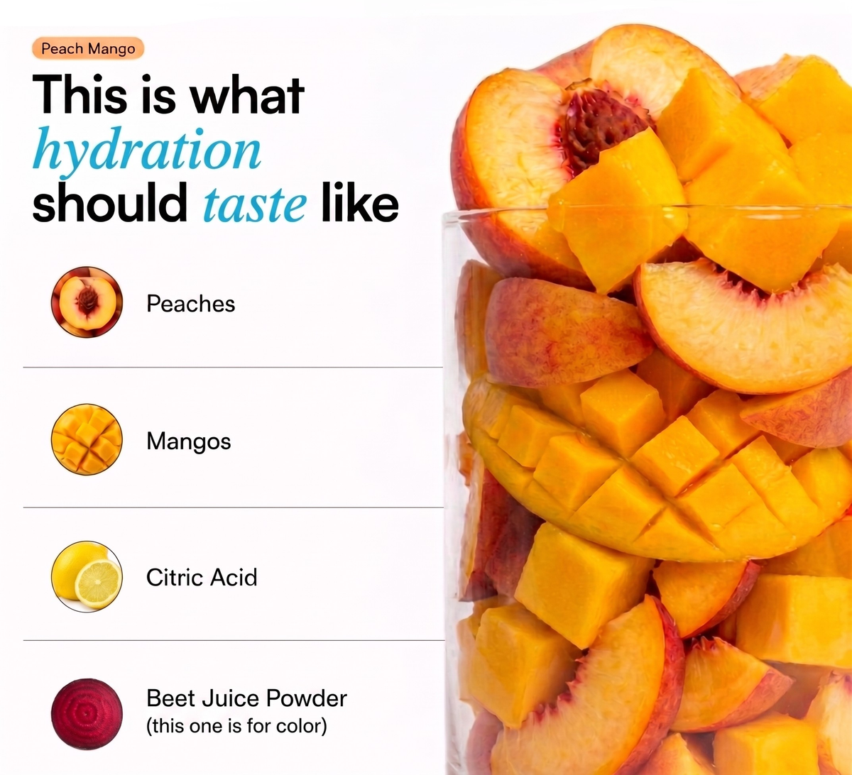 Navi Hydration Peach Mango Hydration Powder – 6 B-Vitamins & 4 Electrolytes | Sugar Free | 30 Servings
